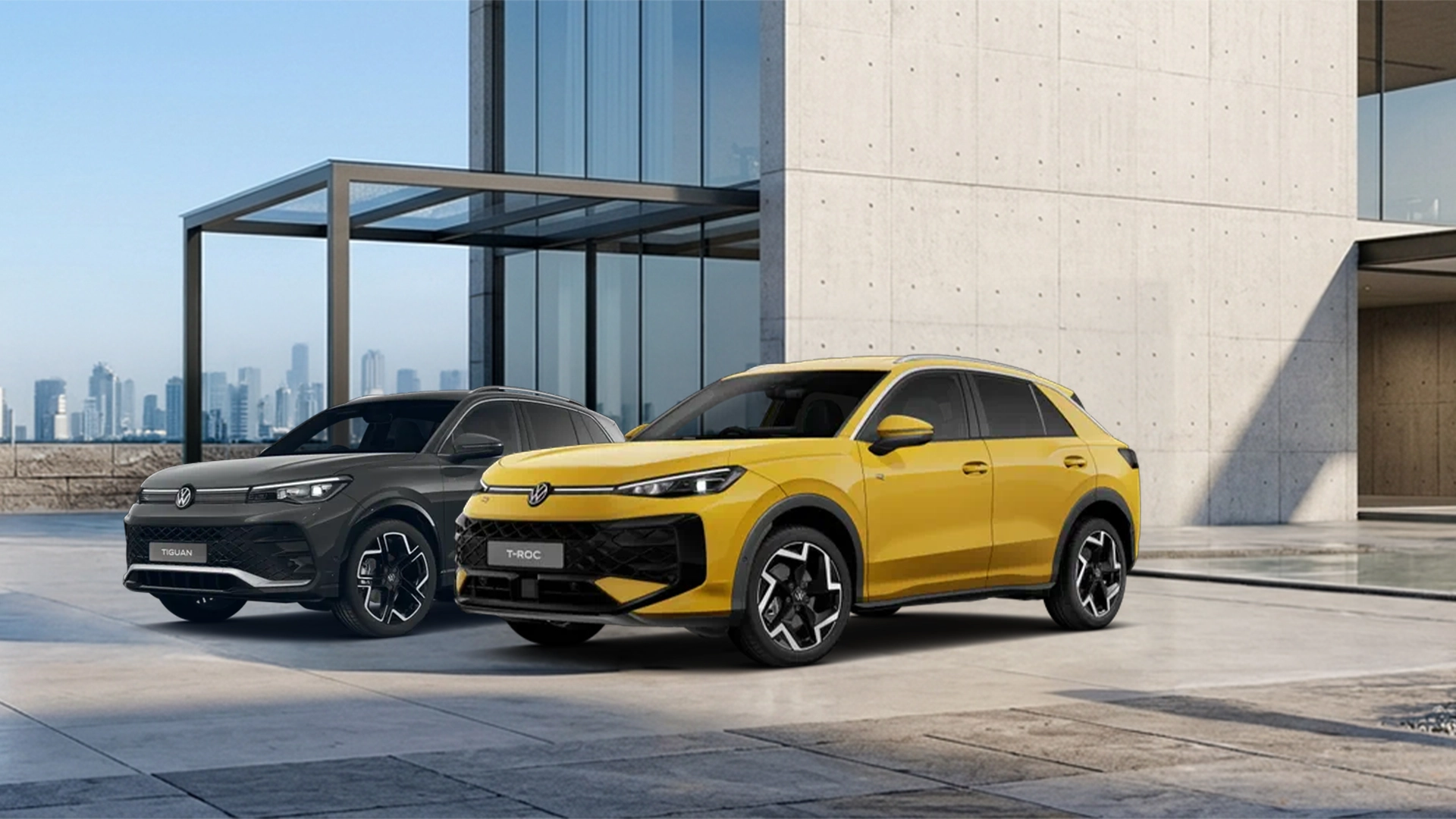 Two SUVs. One showroom. The new T-Roc and the all-new Tiguan.
